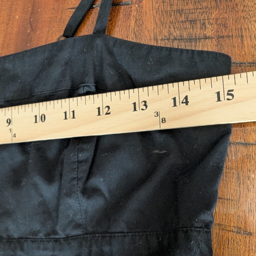 Gap Mini Dress Black Ruffle Hem Adjustable Straps Cotton Aline Sz 8 LBD Casual - Picture 6 of 11